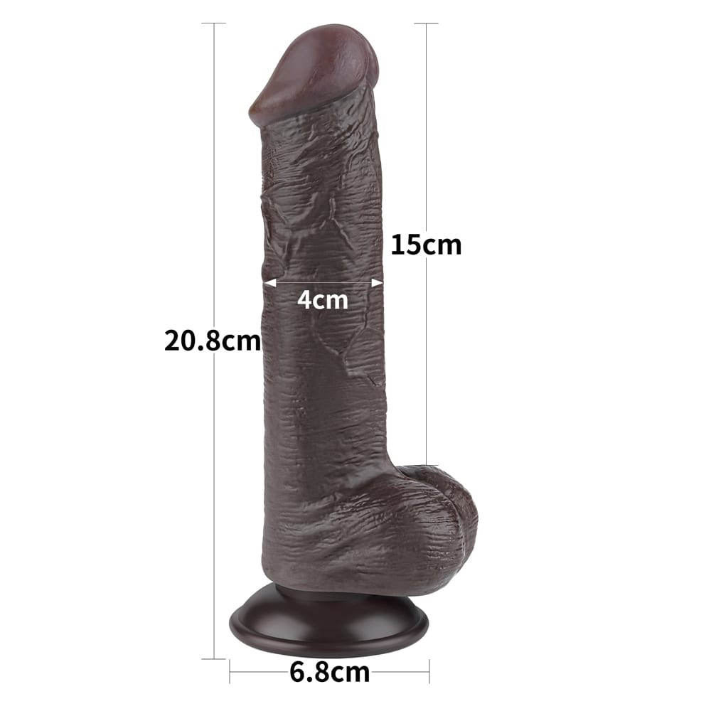 20,8 cm Sliding Skin dildó – Valósághű fekete, herés - Image 3