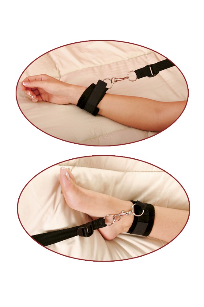 BDSM kötözőkészlet ágyhoz rögzíthető – Fekete erotikus szett - Image 3