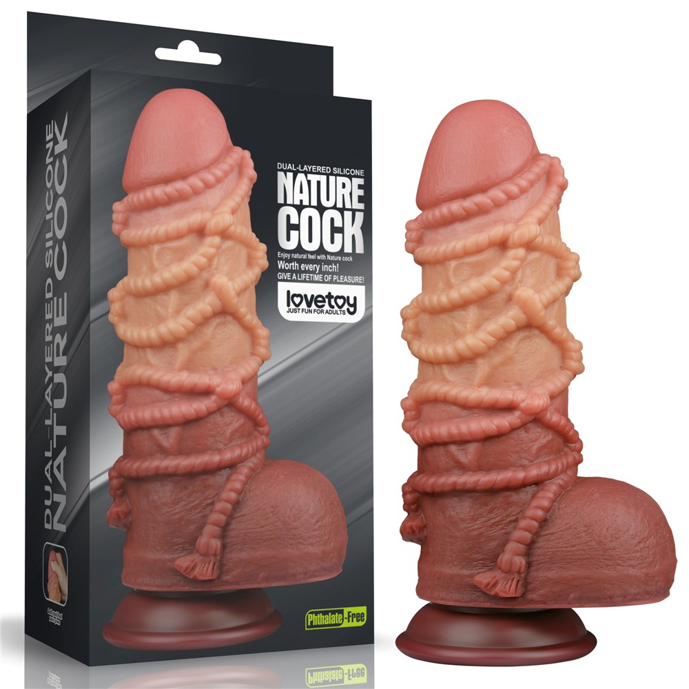 9.5'' Dual layered Platinum Silicone Cock with Rope_B15O50_3