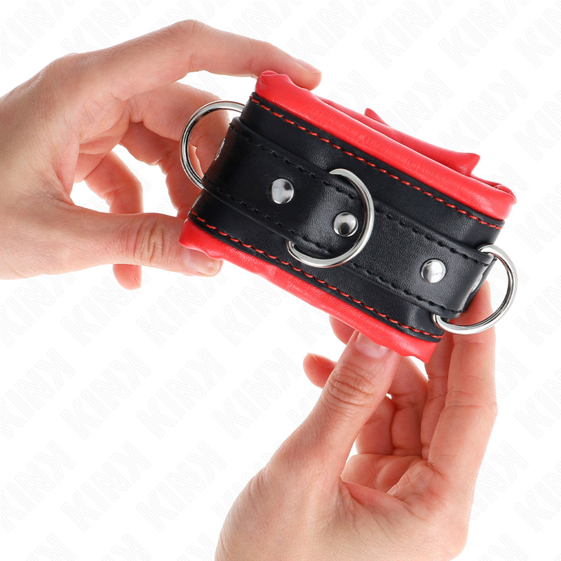 Piros szőrös BDSM csuklókötöző – KINK állítható bilincs - Image 3