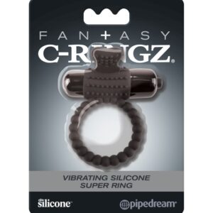Vibrating Silicone Super Ring  Black