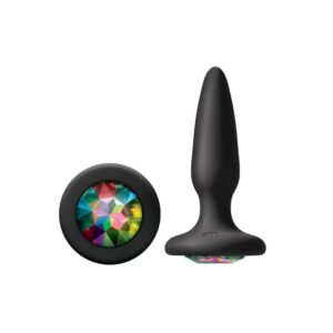 Glams Mini Rainbow - kristályos anál plug kezdőknek (fekete)