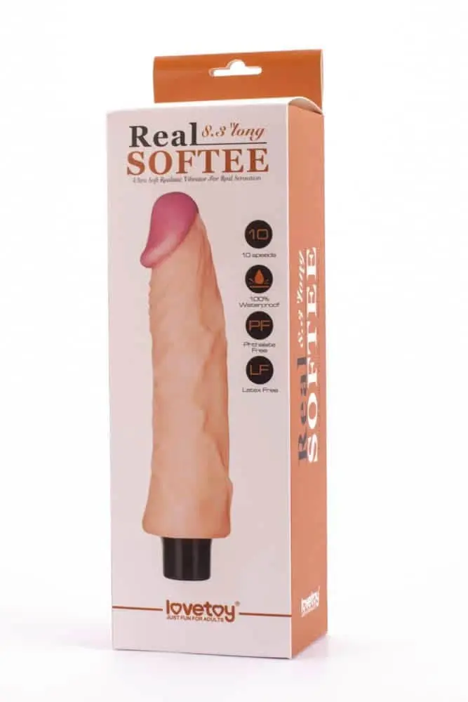 Real Softee 3 (21,8 cm) – vízálló, elemes vibráló dildó (testszínű) - Image 4