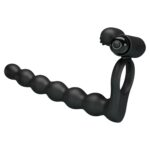 Hercules Penis Sheath 15,3 cm - vibrátoros péniszgyűrű 6 golyós anál stimulátorral (fekete)
