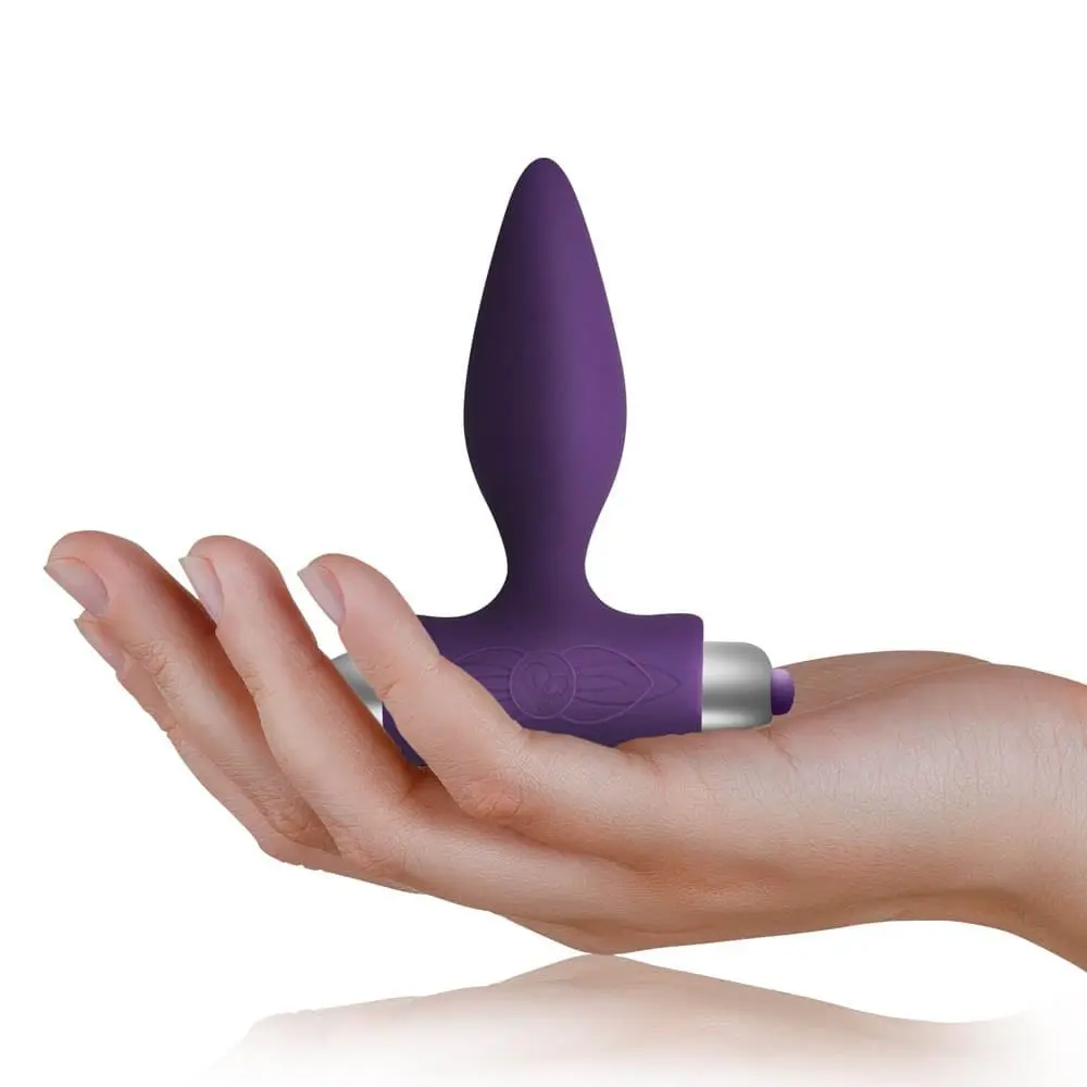 Rocks-Off Plug Purple — Lila Vibráló Anál Plug, 10 cm - Image 4
