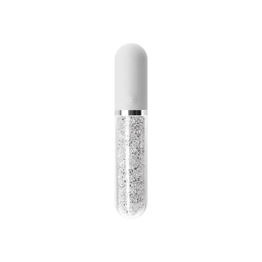Stardust Charm (16,7 cm) - üveg-szilikon vibrátor Swarovski kristállyal (fehér)