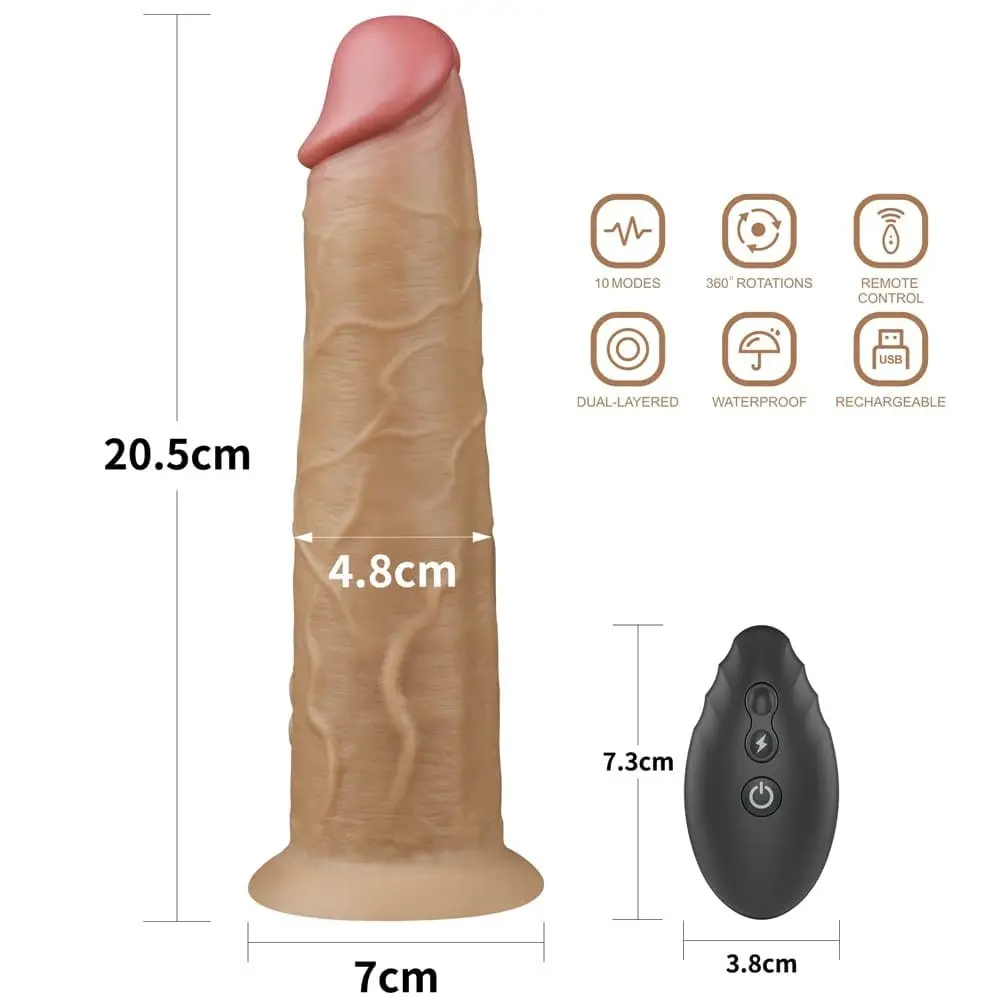 Silicone Rotator - forgófejes kétrétegű vibrátor távirányítóval (testszínű) - Image 6