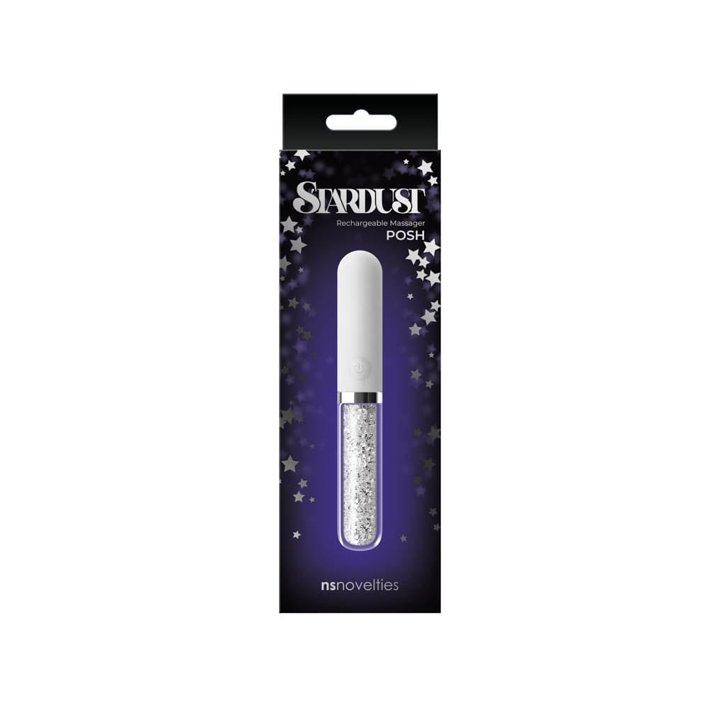 Stardust Posh (12,8 cm) - üveg-szilikon vibrátor Swarovski kristállyal (fehér) - Image 3
