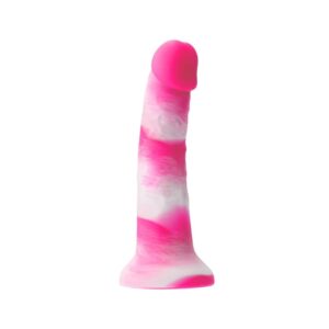 Pleasures Yum Yum - élethű, erezett szilikon dildó tapadókoronggal (fehér-rózsaszín)