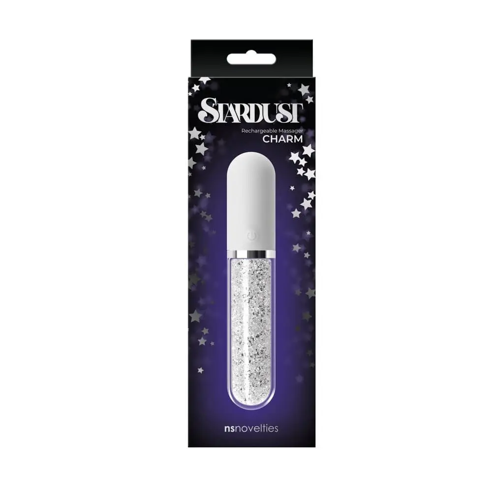 Stardust Charm (16,7 cm) - üveg-szilikon vibrátor Swarovski kristállyal (fehér) - Image 2