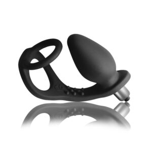 Ro-Zen Black 7 Speed Pet 7,5 cm - pénisz- és heregyűrű kivehető vibrátorral (fekete)