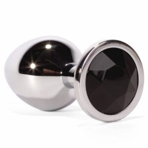 Metal Butt Plug S- fém anál plug gyémánttextúrájú talppal (fekete-ezüst)