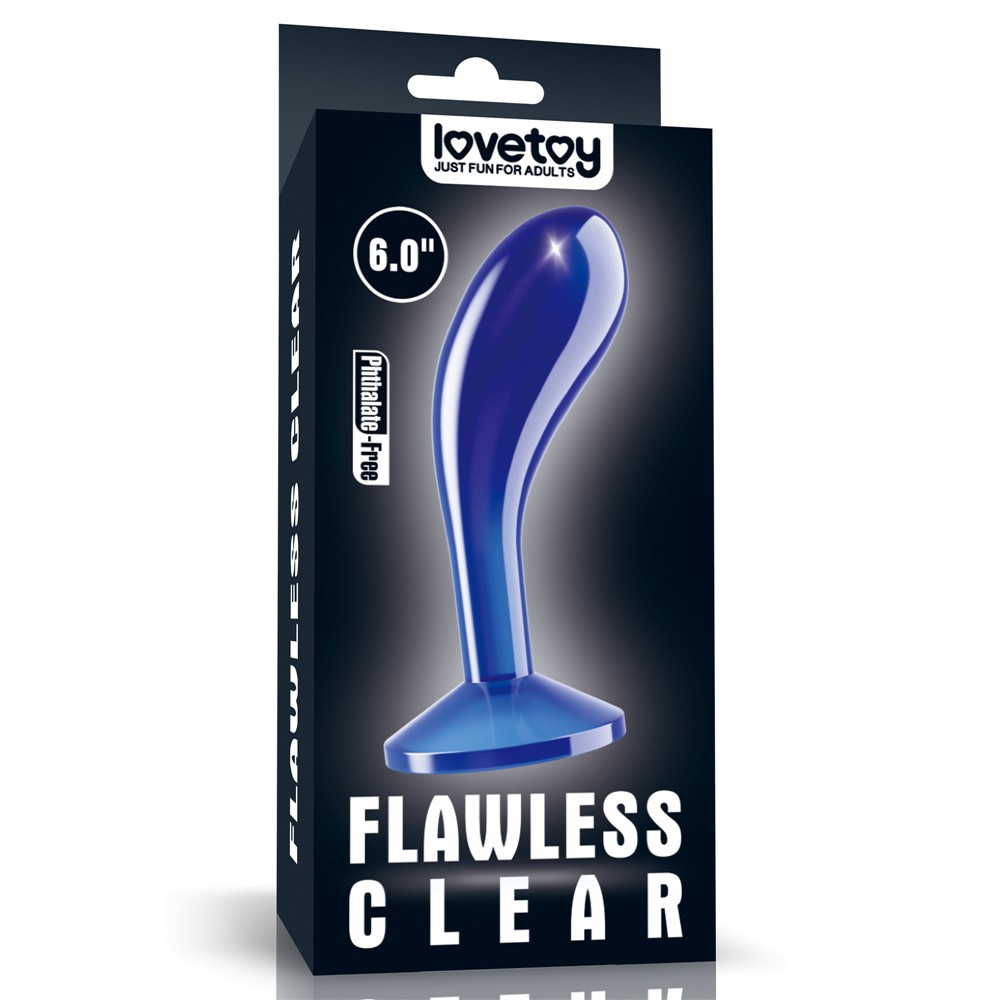 Lovetoy Flawless Clear — Prosztata Plug Kék, 15 cm, Tapadókoronggal - Image 7