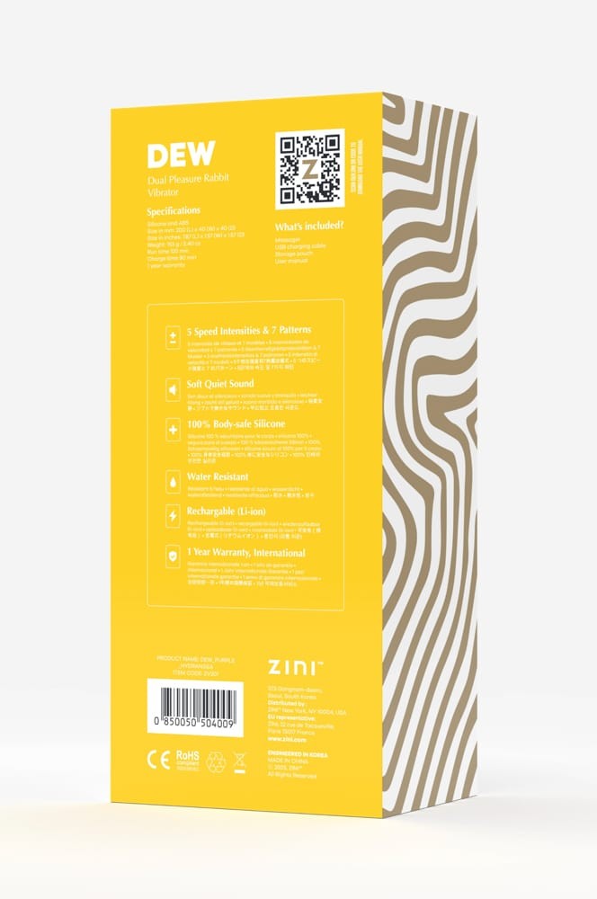 Zini Dew Dual Pleasure — Rabbit Vibrátor, Lila, 20 cm - Image 3