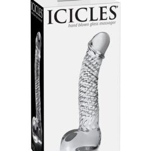 No. 61 Clear — Üveg Dildó Spirális Herés G-Pont, 16,5 cm