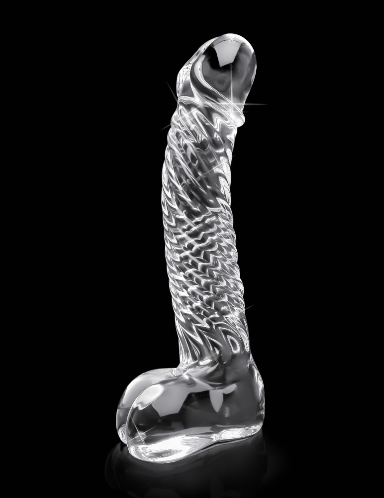 No. 61 Clear — Üveg Dildó Spirális Herés G-Pont, 16,5 cm - Image 4