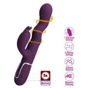 Laursen Purple II - hullámzó nyuszis vibrátor Burst Climax gombbal (lila)