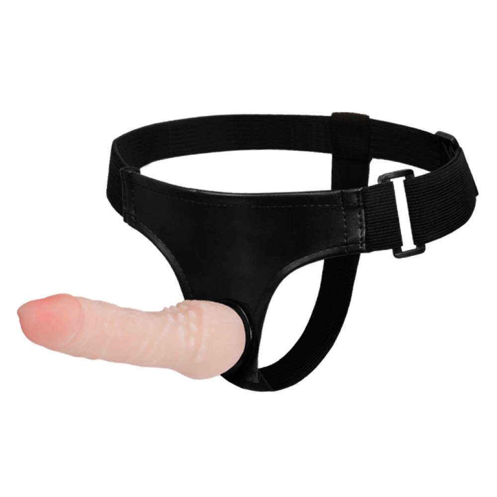 Ultra Cyberskin Strap-on (16 cm) – csiklóizgatós dildó hevederrel (testszínű) - Image 7