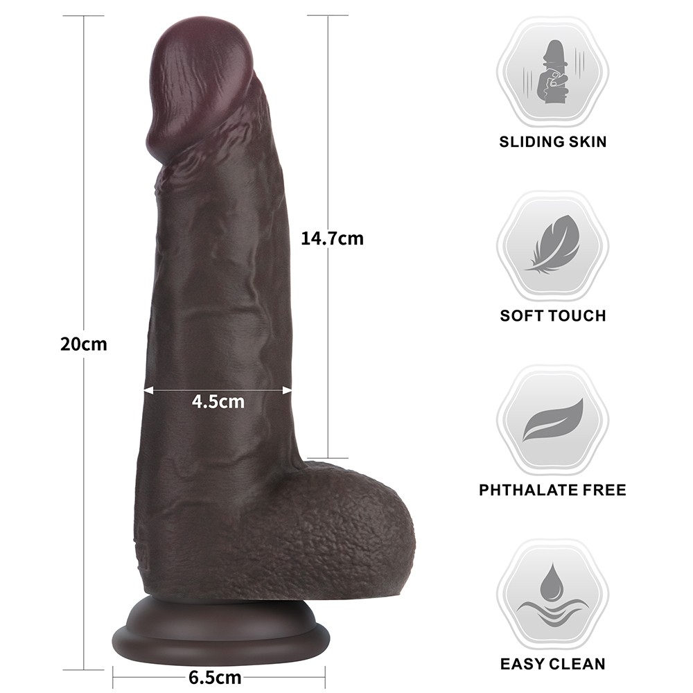 Lovetoy Sliding Skin Pro II Dual Layer — Fekete Dildó, 20 cm - Image 2