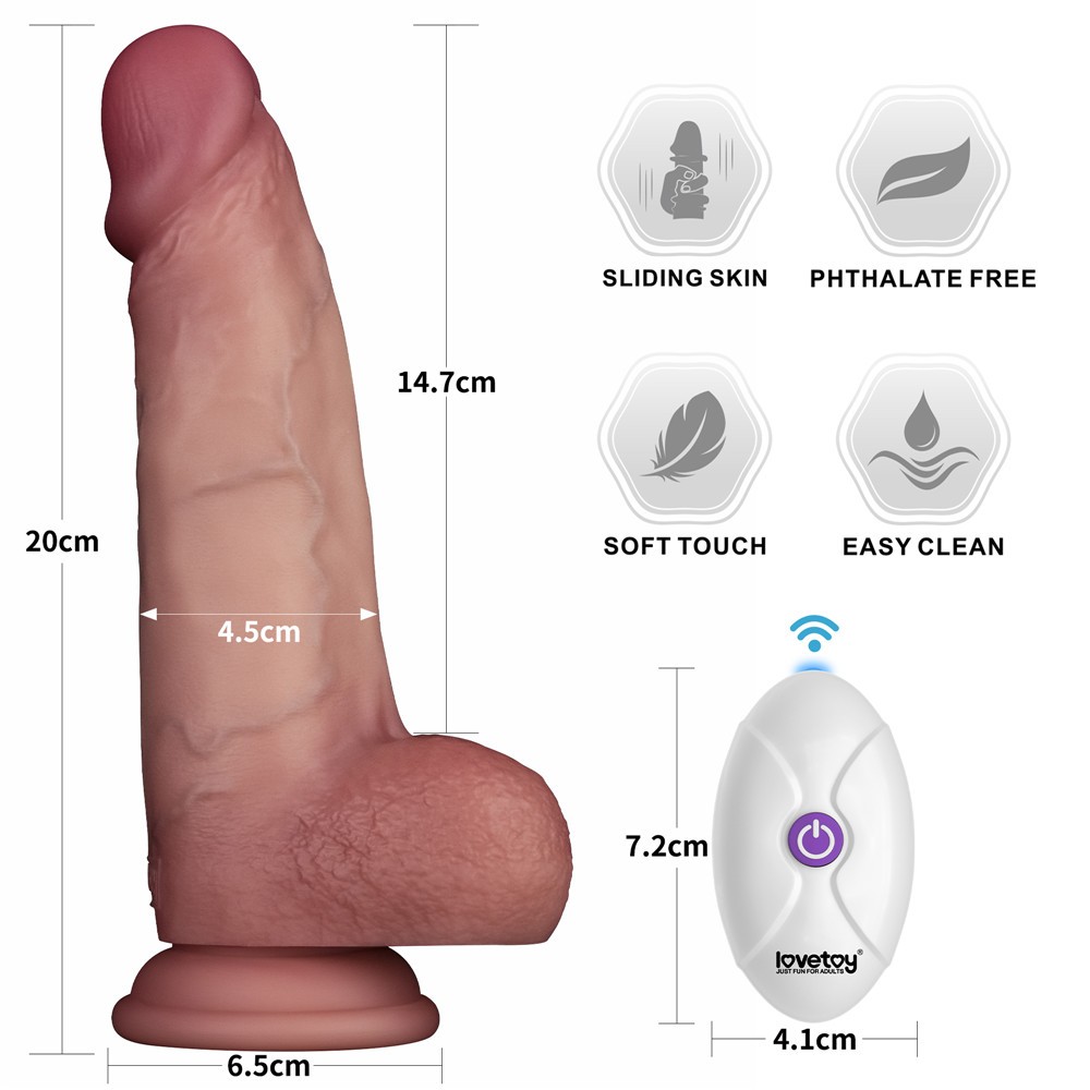 Lovetoy Sliding Skin Pro II — Vibráló Szilikon Dildó, 20 cm - Image 17