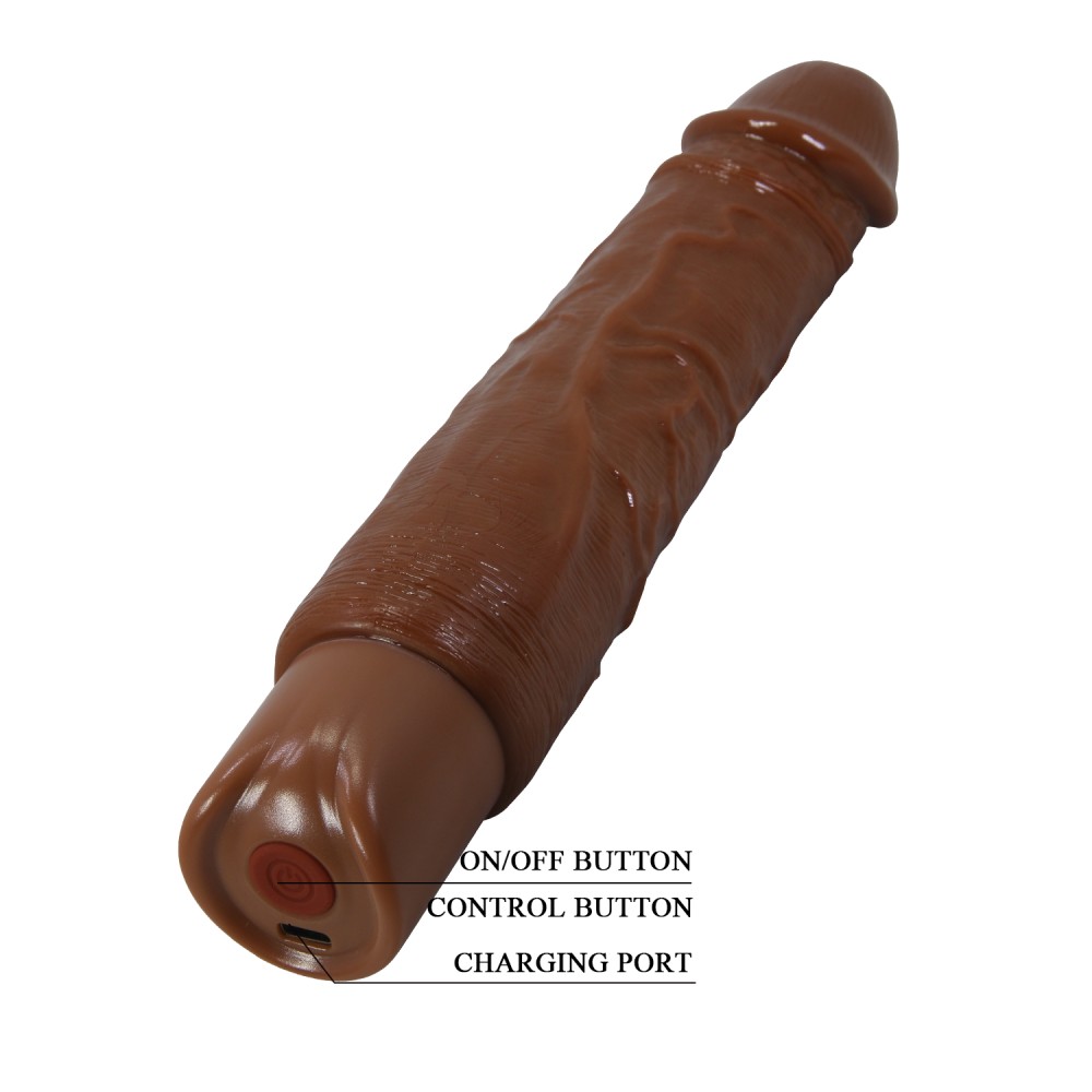 Pretty Love Rufus — Barna Realisztikus Vibráló Dildó, 23,8 cm - Image 3