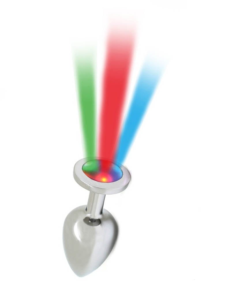 LED anál plug - fém plug 3 színű világító talppal (ezüst) - Image 5