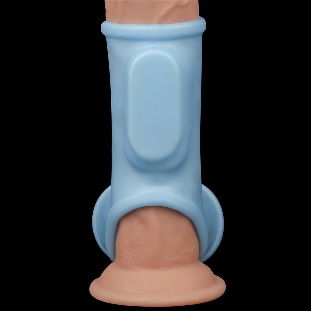 Lovetoy Vibráló Selyem Lovag Gyűrű Herehüvellyel, Kék - Image 6