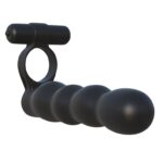 Partner Double Penetrator 12,7 cm - vibrátoros péniszgyűrű dildóval (fekete)