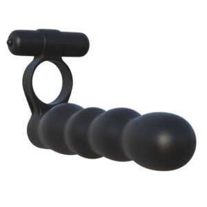 Partner Double Penetrator 12,7 cm - vibrátoros péniszgyűrű dildóval (fekete)