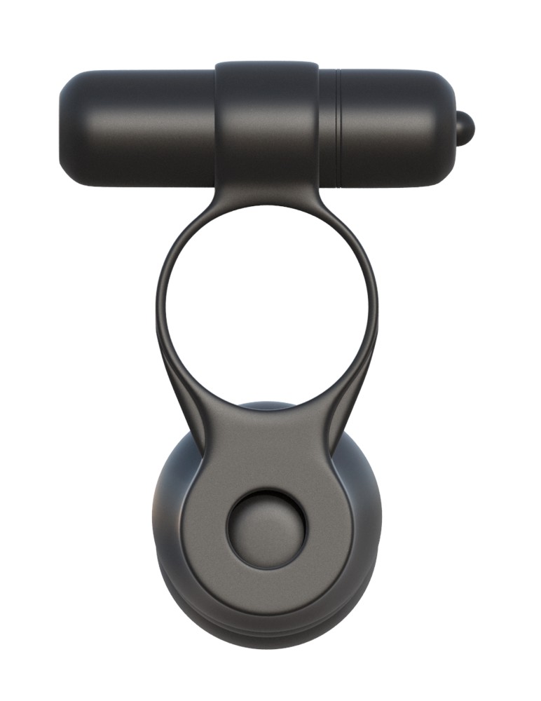 Partner Double Penetrator 12,7 cm - vibrátoros péniszgyűrű dildóval (fekete) - Image 4