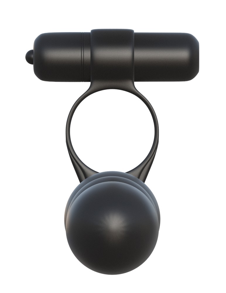 Partner Double Penetrator 12,7 cm - vibrátoros péniszgyűrű dildóval (fekete) - Image 3