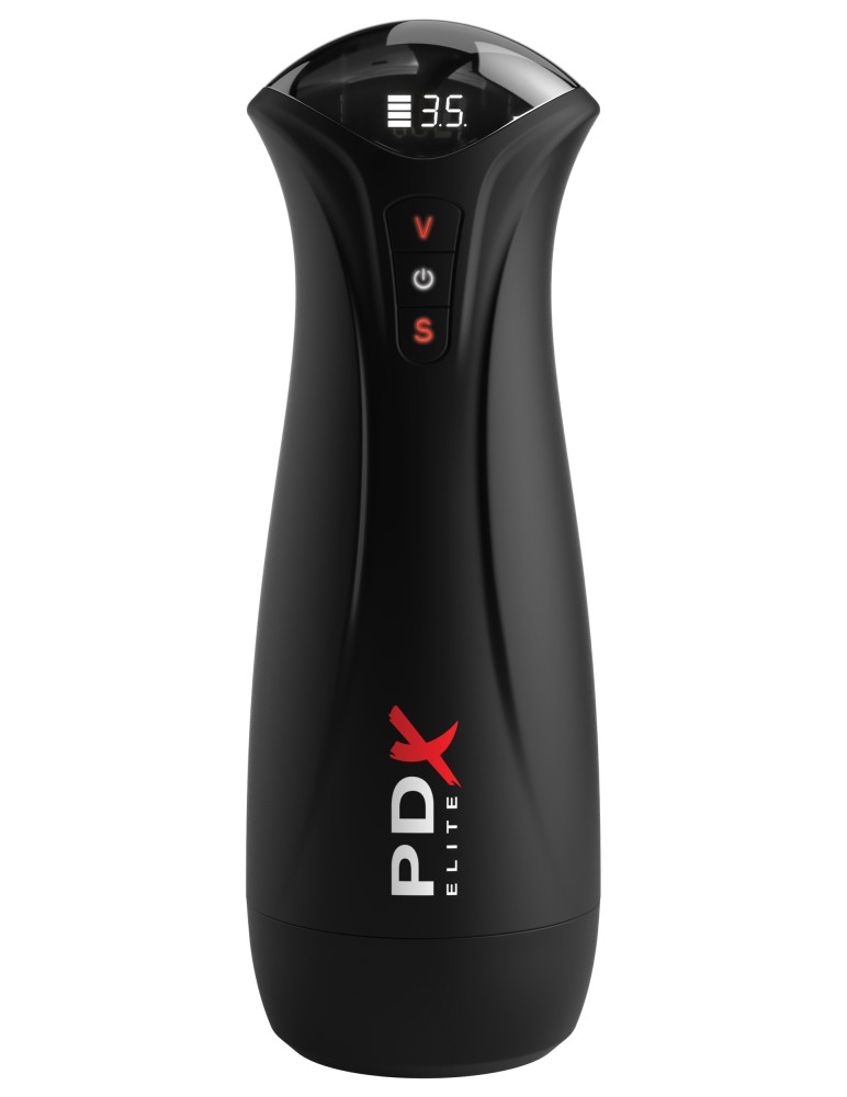 Fuck-Gasm 24,5 cm - vibrátoros és szívó maszturbátor LED-kijelzővel (fekete-testszínű) - Image 4