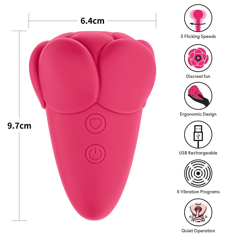 Lovetoy Flicker — Kettős Virág Csiklóizgató, Piros - Image 4
