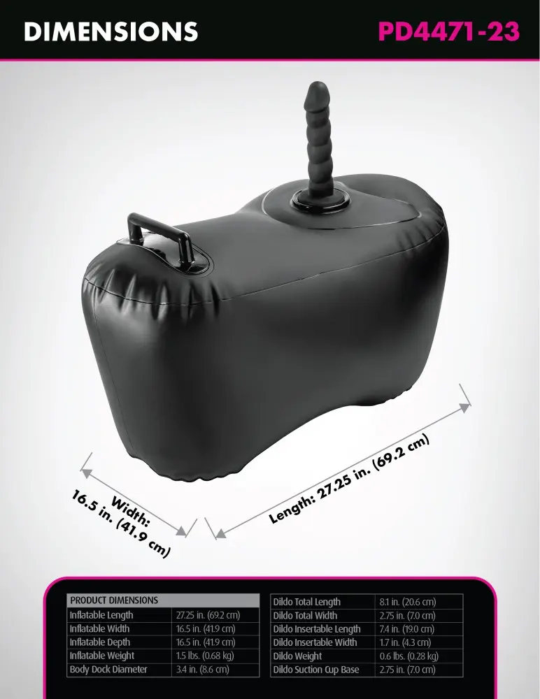 Body Dock Inflatable Love Seat — Fekete Felfújható Puff Dildóval - Image 3