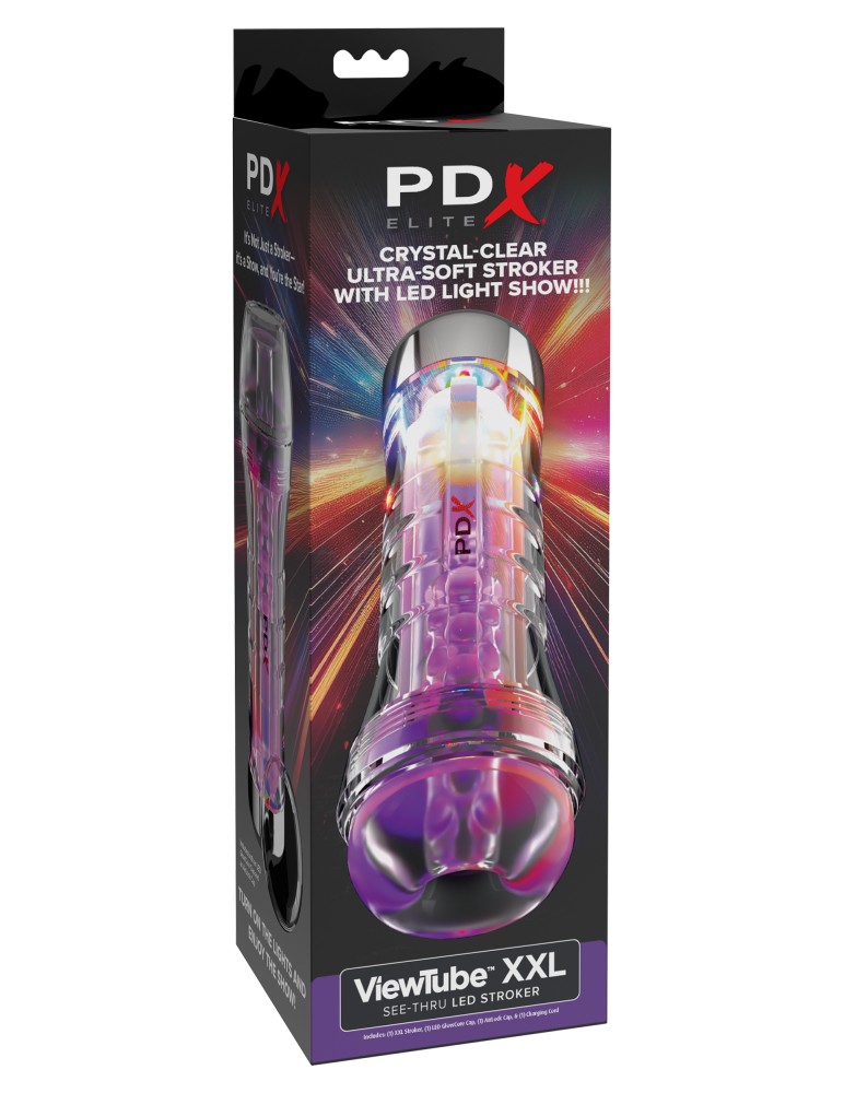 PDX Elite átlátszó, LED-világítós maszturbátor gömbös betéttel (színtelen) - Image 6