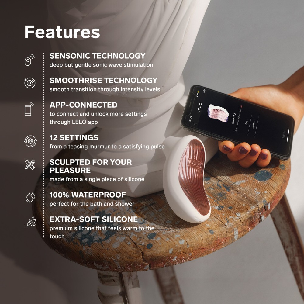 LELO SONA 3 - hanghullámos app-vezérelt csiklóstimulátor (fehér) - Image 6