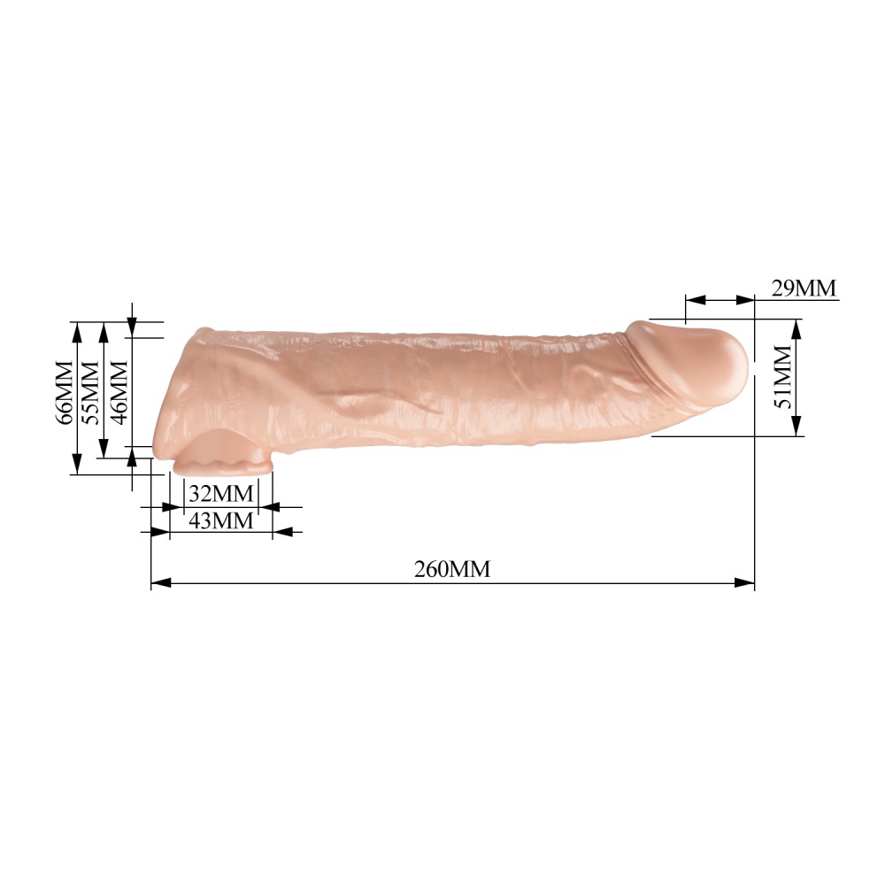 Pretty Love Extension – Testszínű Péniszhüvely Heregyűrűvel 26 cm - Image 8