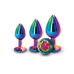 Rear Assets Trainer Kit - fém anál plug szett 3 méretben (többszínű, rainbow)