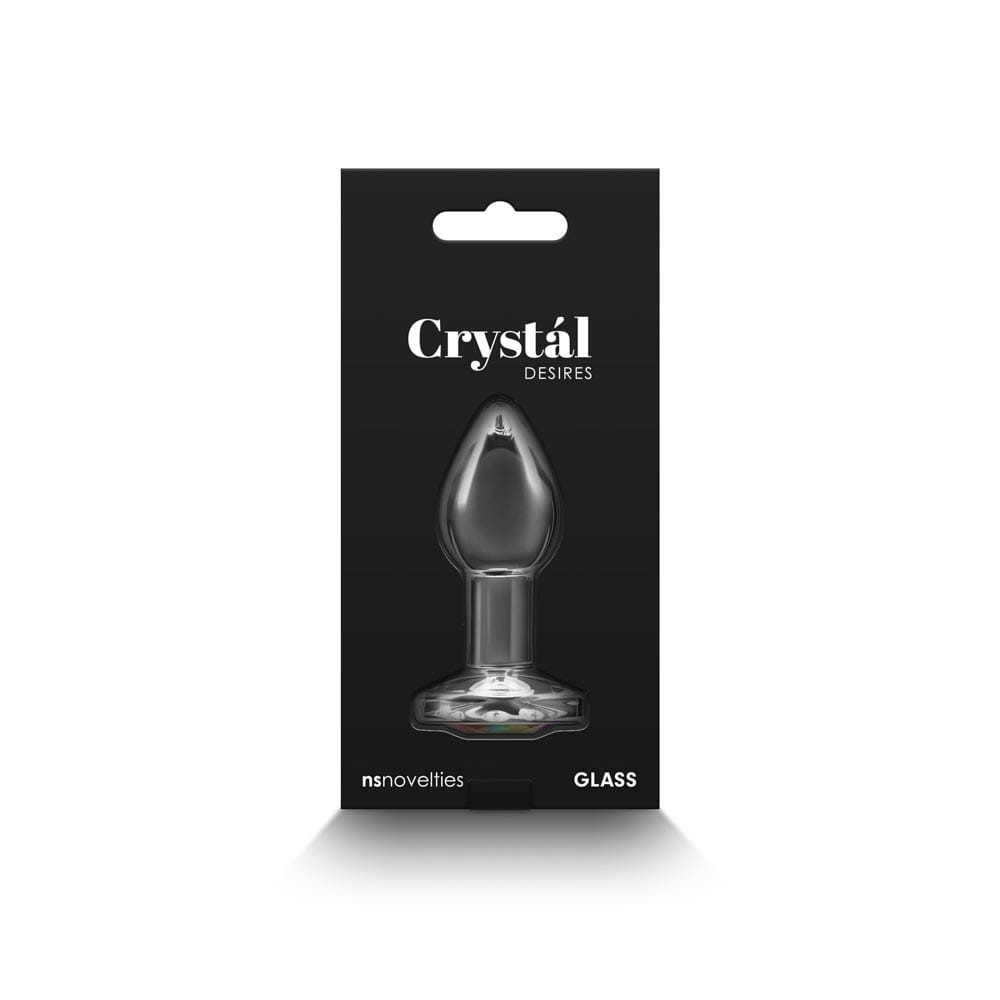 Crystal Desires Rainbow Gem Small 7,2 cm - üveg anál plug drágakő talppal (színtelen) - Image 4
