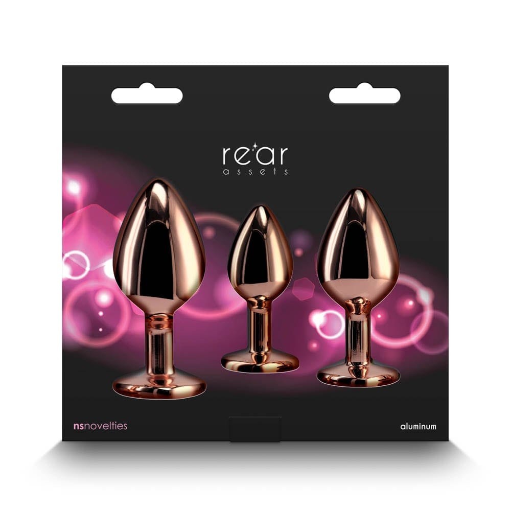 Rear Assets Trainer Kit - fém anál plug készlet 3 méretben (rózsaarany, rózsaszín szív) - Image 3