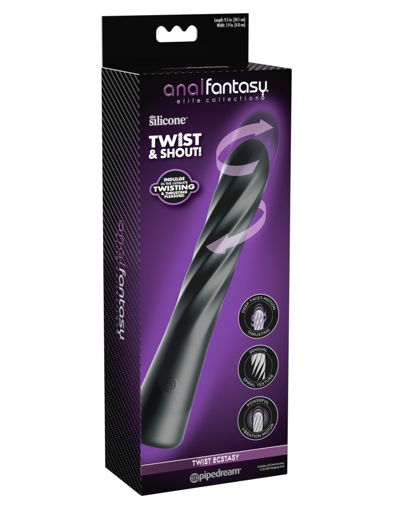 Anal Fantasy Elite Twist Ecstasy 24 cm - forgó-toló vibrátor (fekete) - Image 4