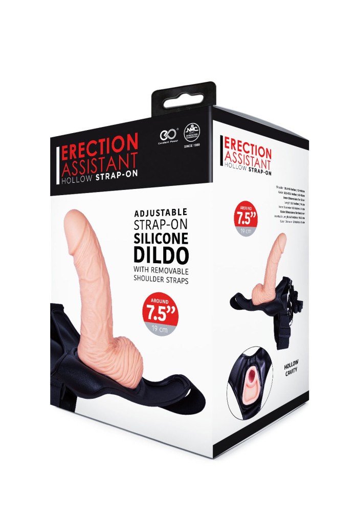Around 16,5 cm Üreges Strap-On Dildó Hevederrel - herés, testszínű - Image 2