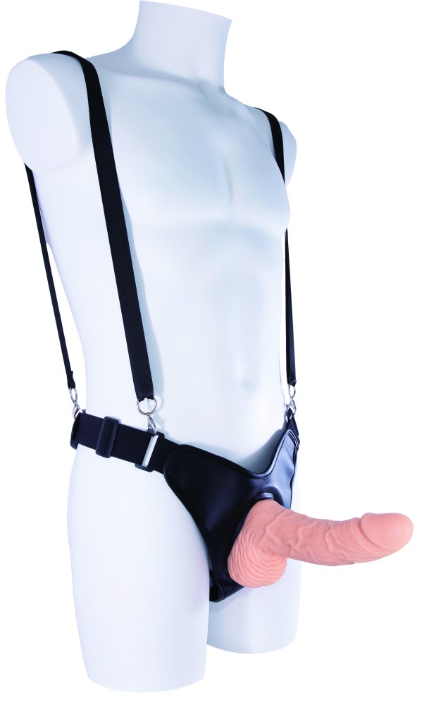 Around 16,5 cm Üreges Strap-On Dildó Hevederrel - herés, testszínű