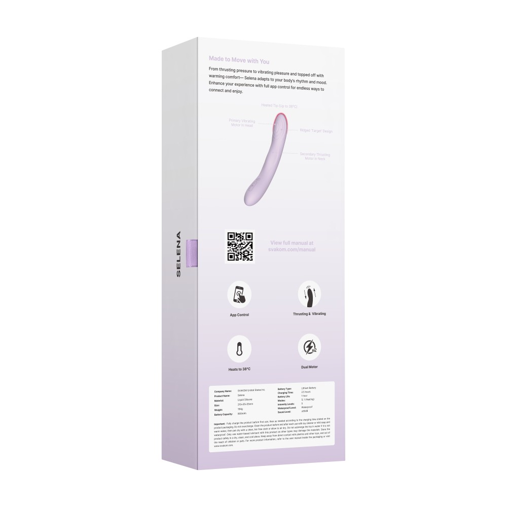 Svakom Selena Pastel Lilac 21 cm - toló-melegítős app-vezérelt vibrátor (lila) - Image 7