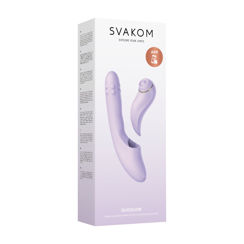 Svakom DuoGlow Pastel Lilac - szétválasztható, tolós, gyöngyös vibrátor pulzáló csiklóizgatóval (lila) - Image 24