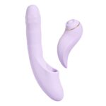 Svakom DuoGlow Pastel Lilac - szétválasztható, tolós, gyöngyös vibrátor pulzáló csiklóizgatóval (lila)