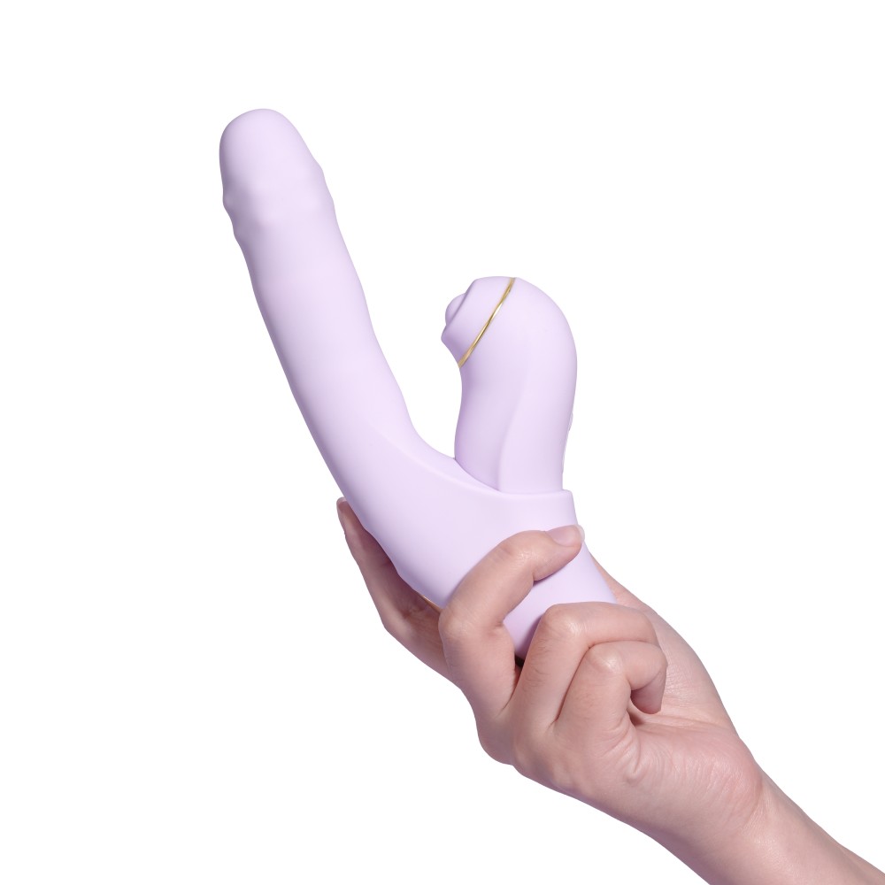 Svakom DuoGlow Pastel Lilac - szétválasztható, tolós, gyöngyös vibrátor pulzáló csiklóizgatóval (lila) - Image 16