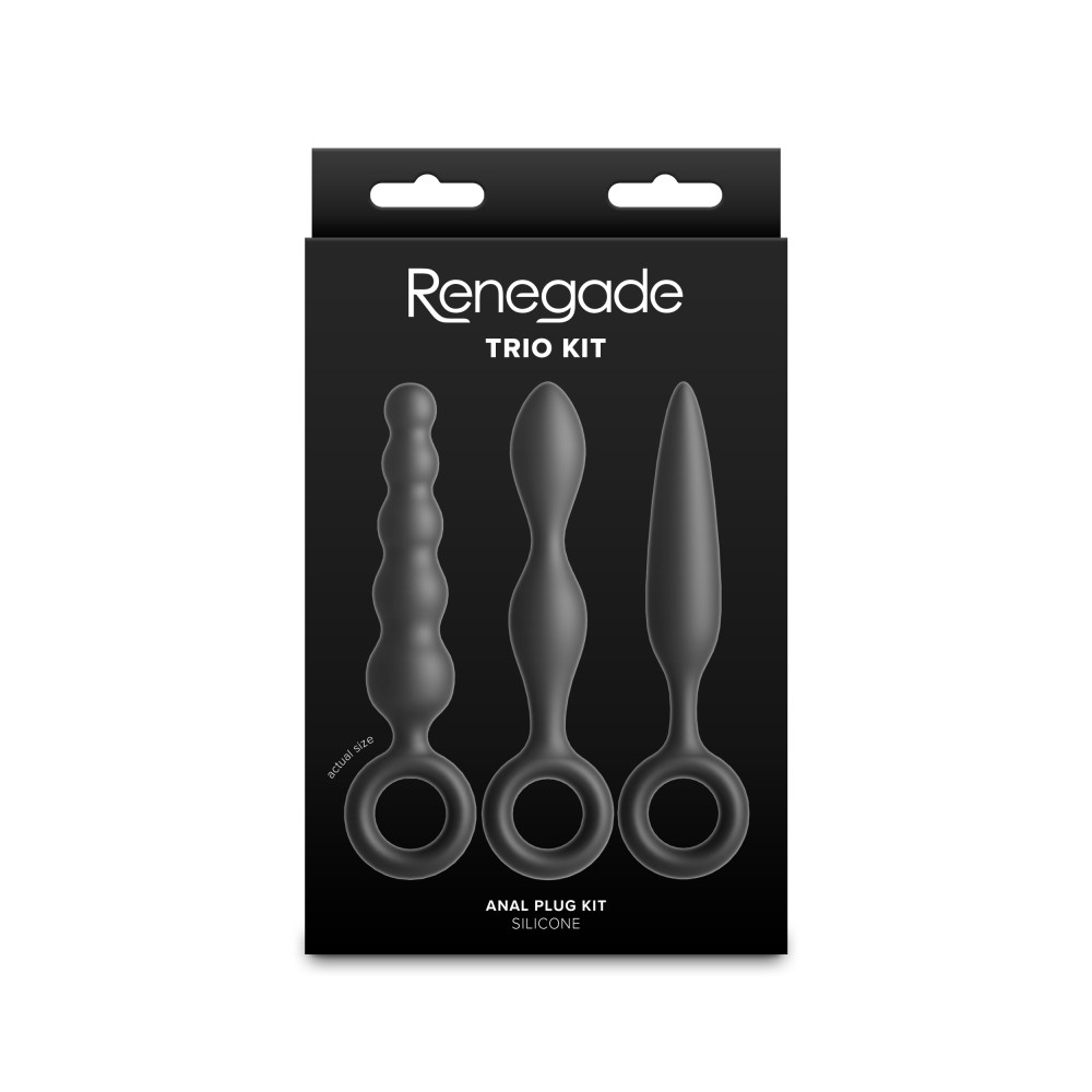 Renegade Trio Kit - háromdarabos anál plug szett ujjgyűrűvel (fekete) - Image 5