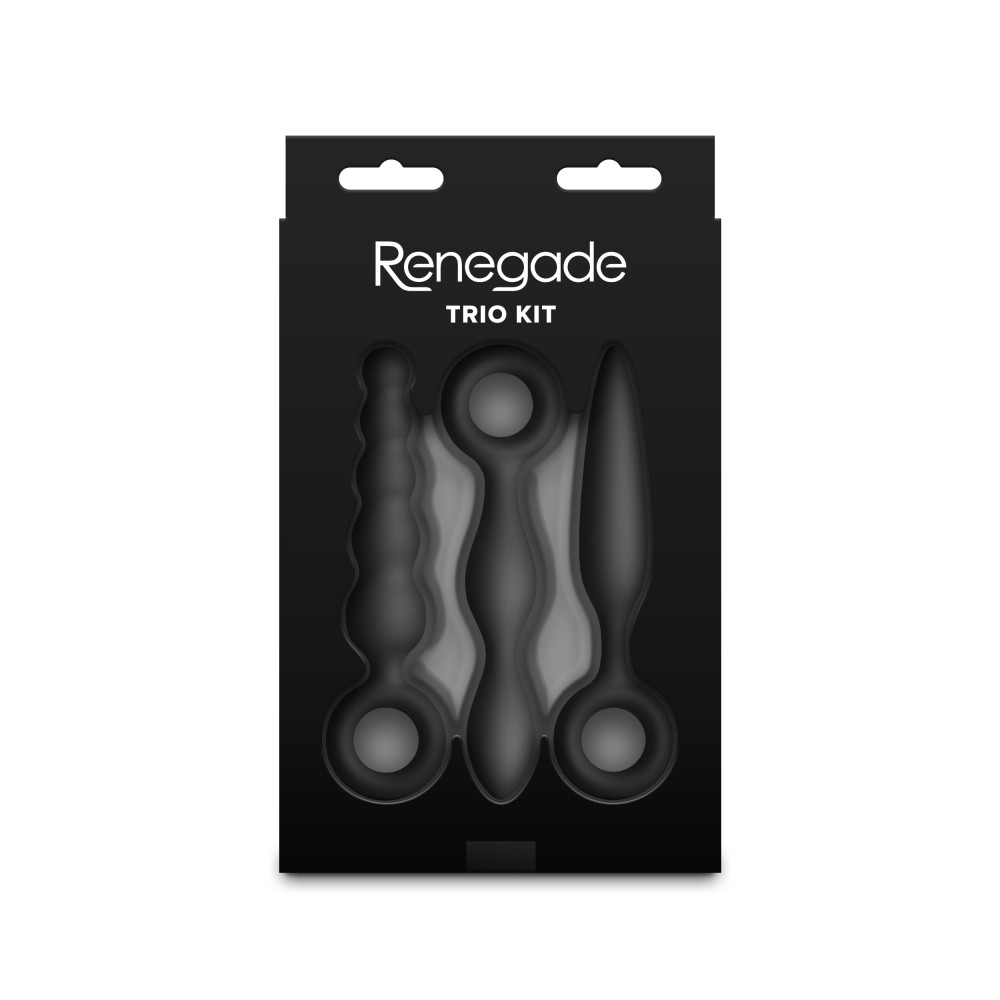 Renegade Trio Kit - háromdarabos anál plug szett ujjgyűrűvel (fekete) - Image 2