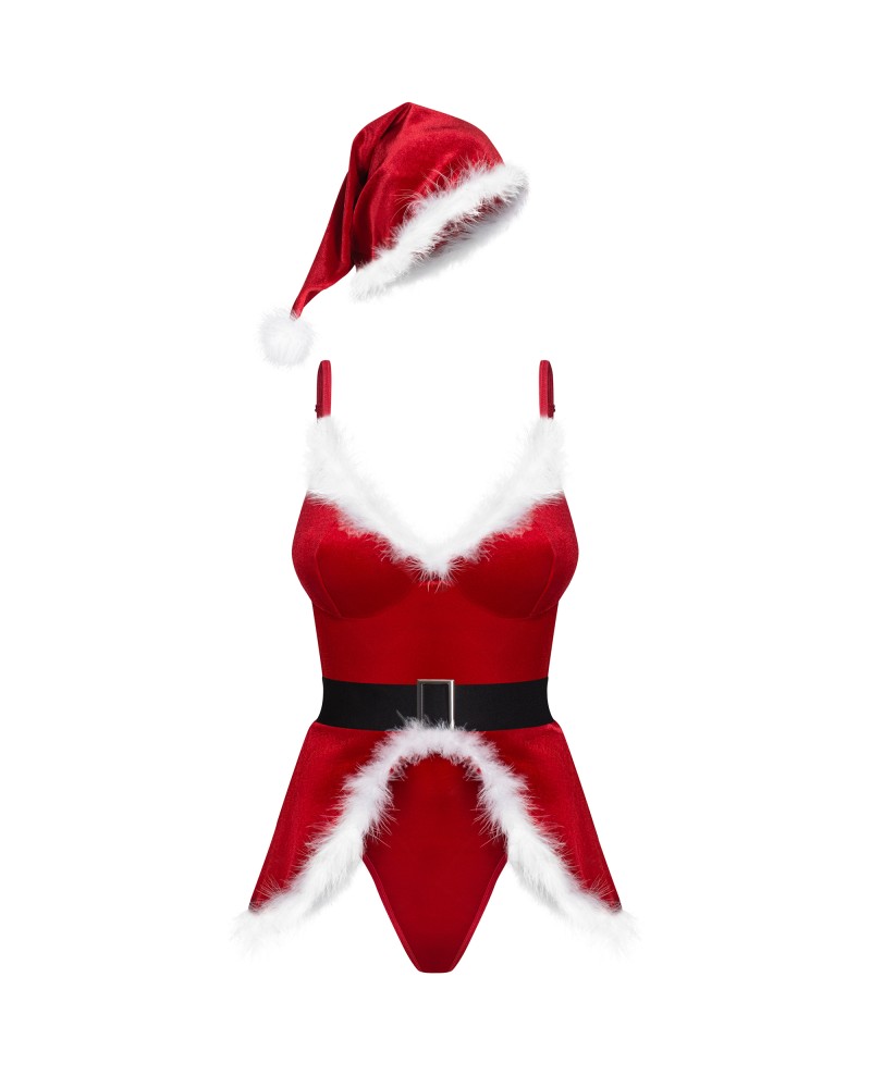 Hot Santa 3 Részes Jelmez - szexi mikulás szett tollas szegéllyel (S/M) - Image 2